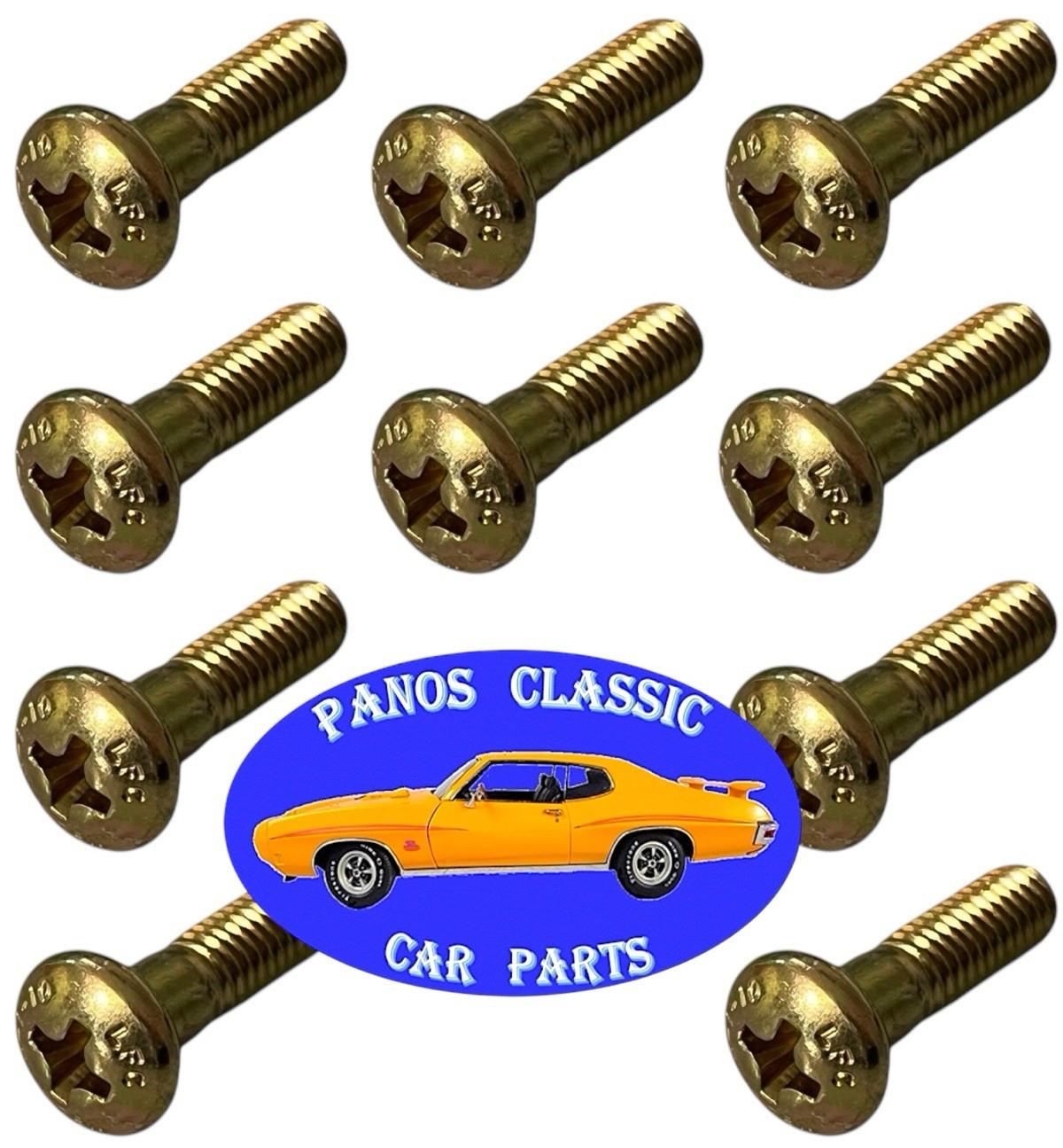 #10-32 x 0.656″ Pan Head Machine Screws 0.188″ Grip Cadmium Ford 10pc Set #744