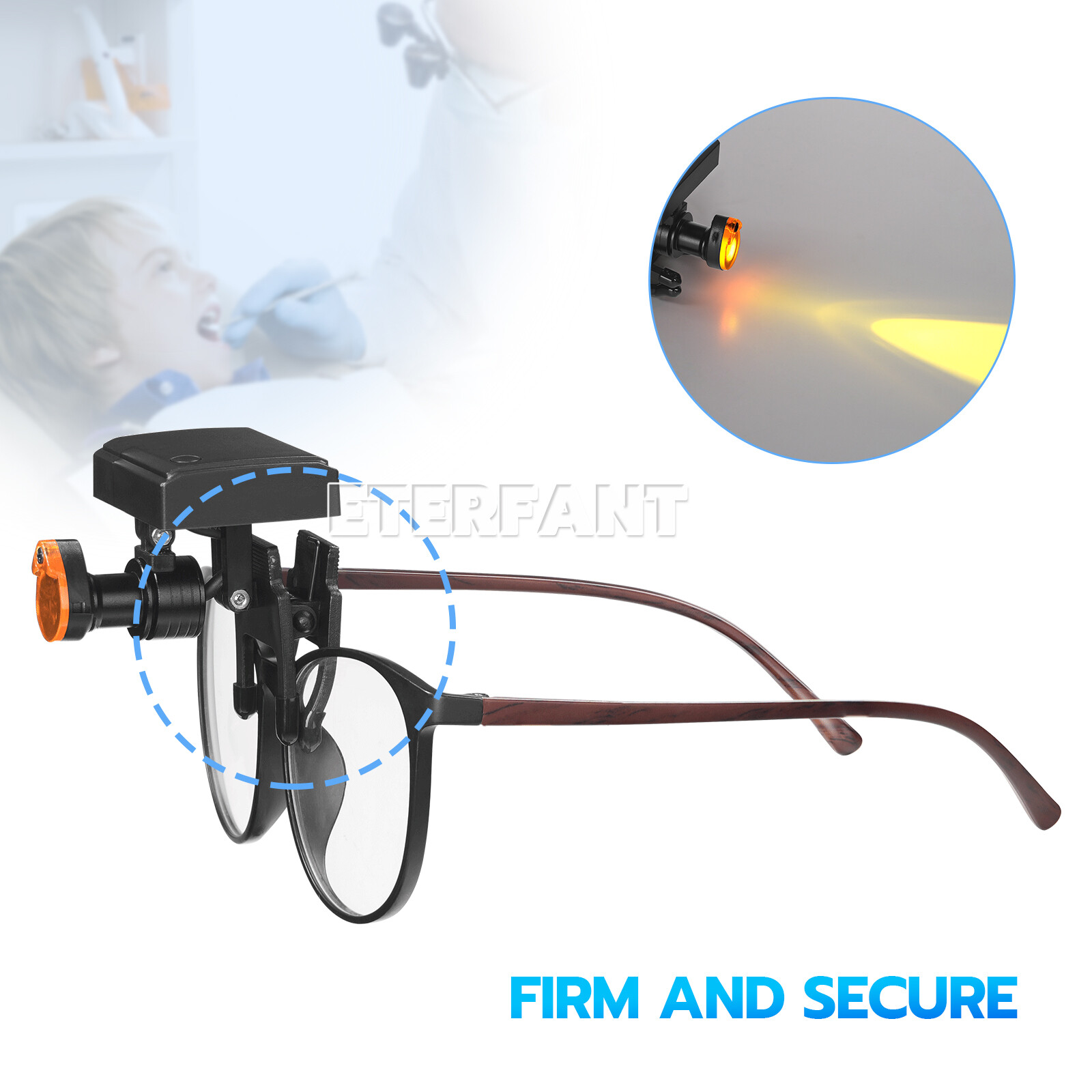 ETERFANT Dental 5W Wireless LED Headlight with Filter for Binocular Loupe Glasse