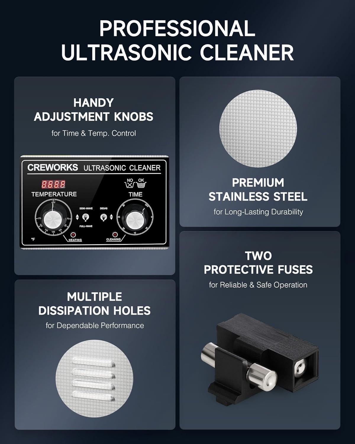 3L Ultrasonic Cleaner W/ Degas & Gentle Modes 120W Stainless Steel Ultrasonic