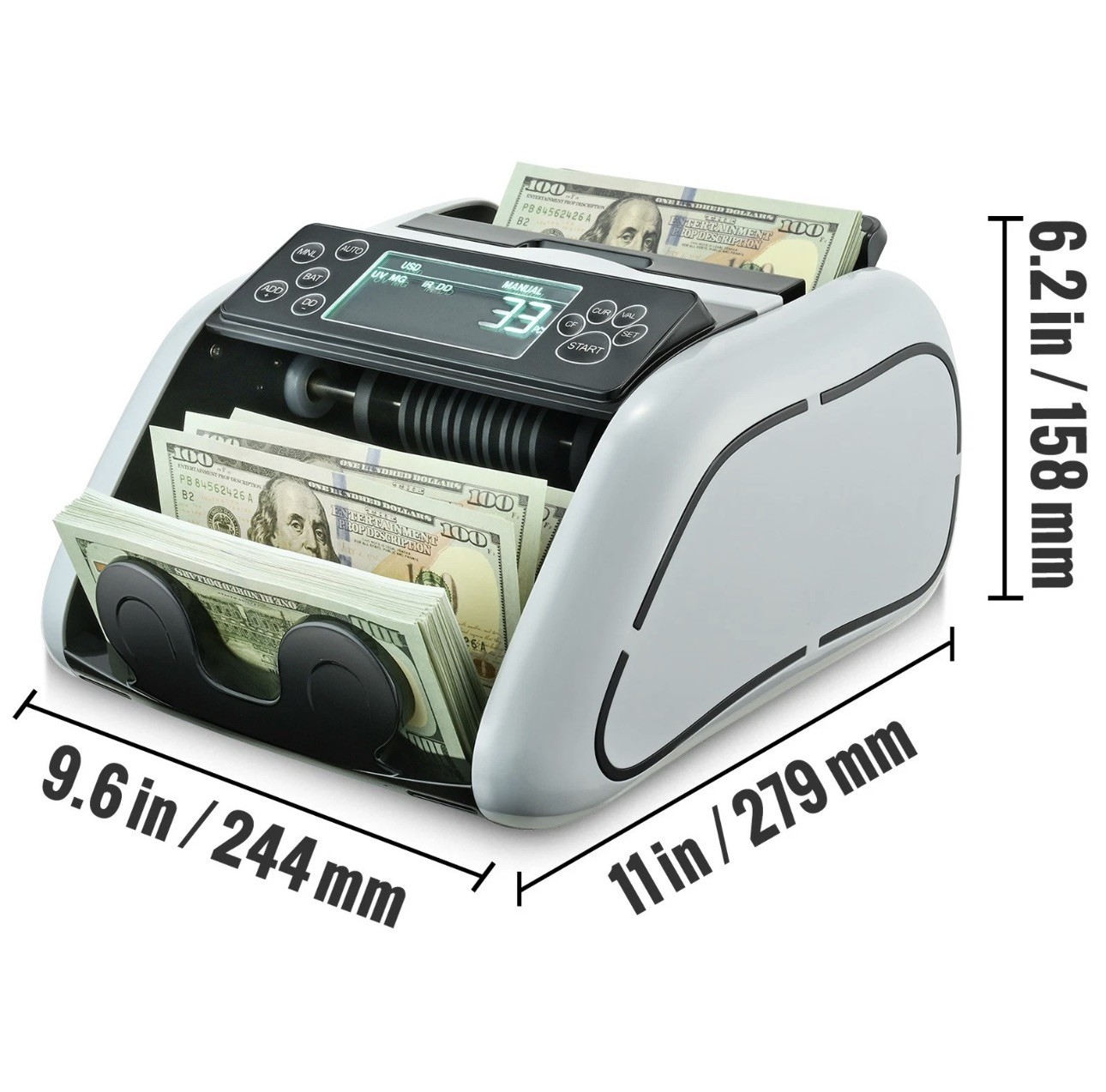 Vevor Electric Bill Counter w/ External Display, Counterfeit Detect, Batch/Add