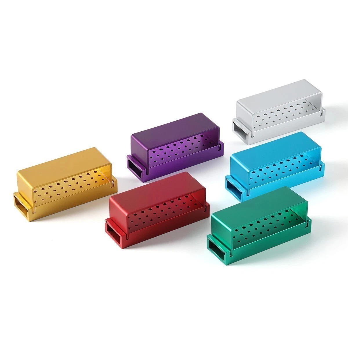 30 Holes Dental Bur Block Holder Disinfection Sterilization Box CA RA FG Burr