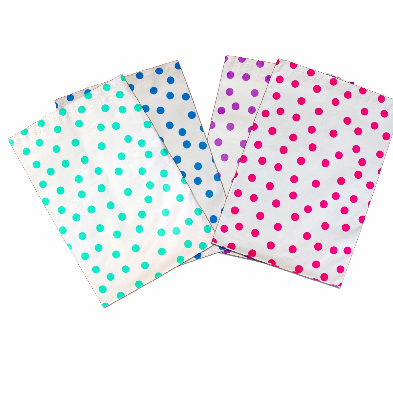 10″ x 13″ Pink|Teal|Purple|Blue Polka Dot -Flat Poly Mailers (50 Pack)
