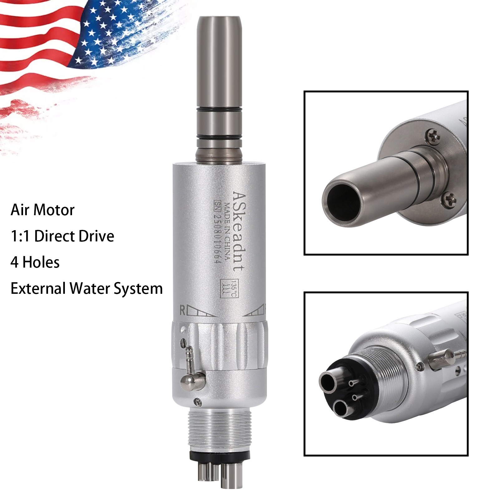 10 pcs New Dental Low Slow Speed Air Motor Handpiece E-type 4 Holes ASkeadnt