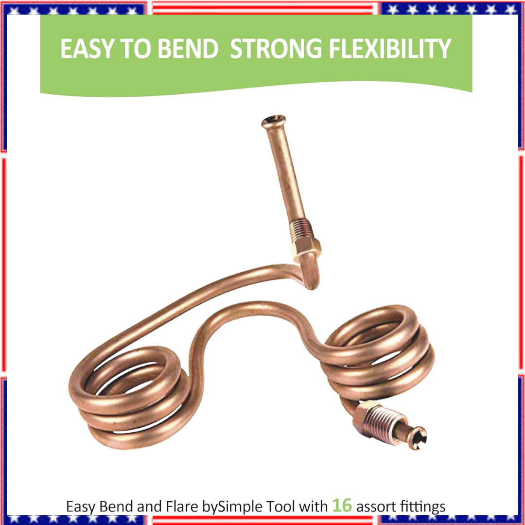 25 Ft. 3/16 OD Copper Nickel Brake Line Tubing Coil and Fitting Kit, 25 Ft of 3/
