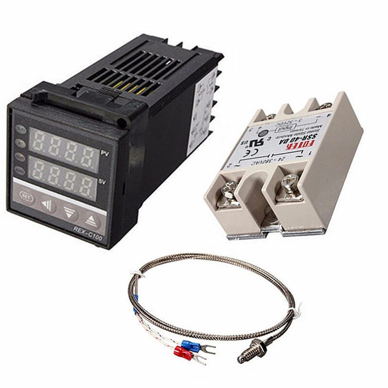 PID REX-C100 Temperature Controller SSR 40DA K Thermocouple Heat US SALE!!
