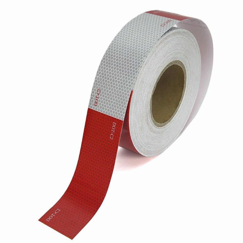 2”x50’ Reflective Conspicuity Tape DOT-C2 Approved Red/White for Trailers 1 Roll