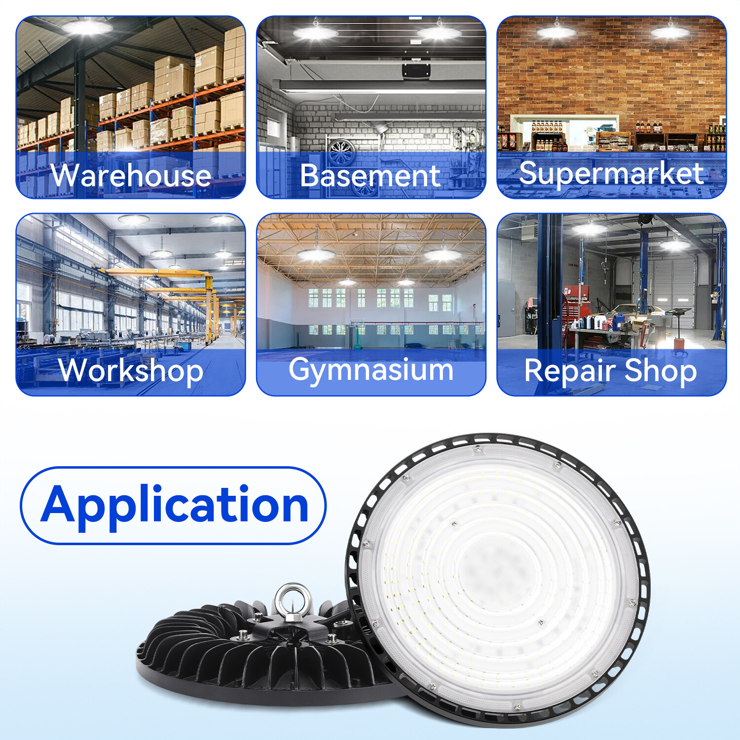 12 Pack 200W UFO Led High Bay Light Factory Warehouse Commercial Light Fixtures