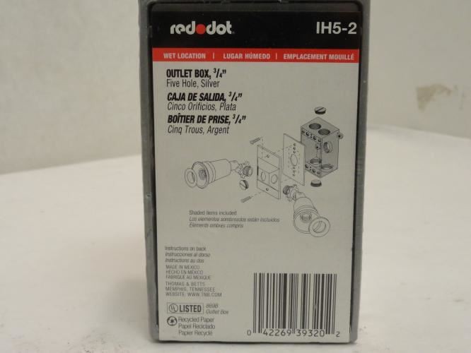 208711 New-No Box; Red-Dot IH5-2 Wet Location Outlet Box; Single Gang; Silver