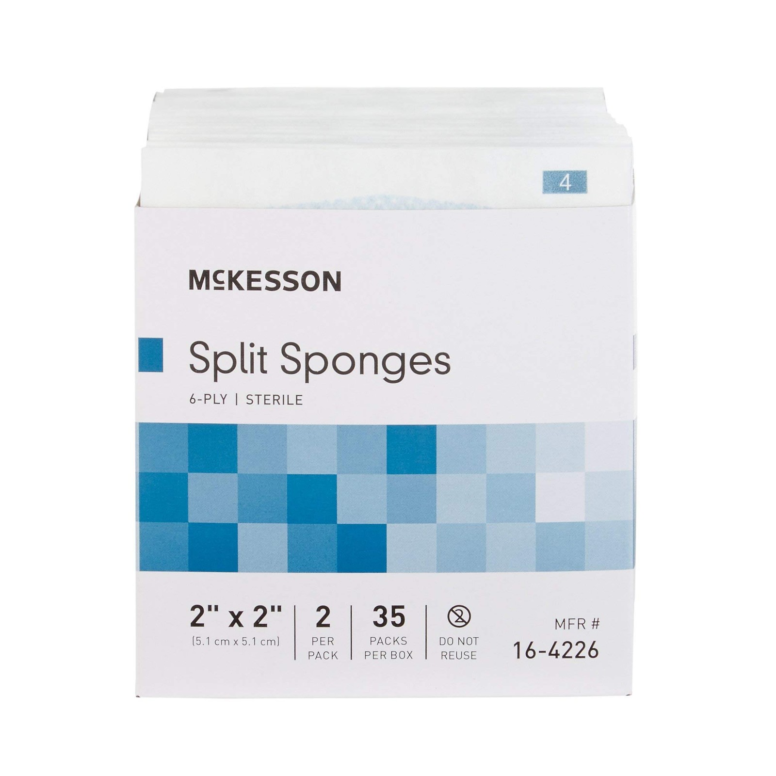 McKesson Performance Plus Gauze Split Iv Sponge 6Ply Sterile 2X2 – Box of 35 –
