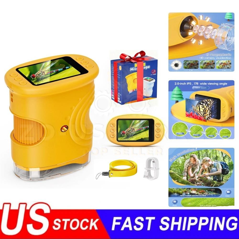 Microscope for Kids – 1000X Kids Handheld Pocket Microscope with 4K IPS Scree