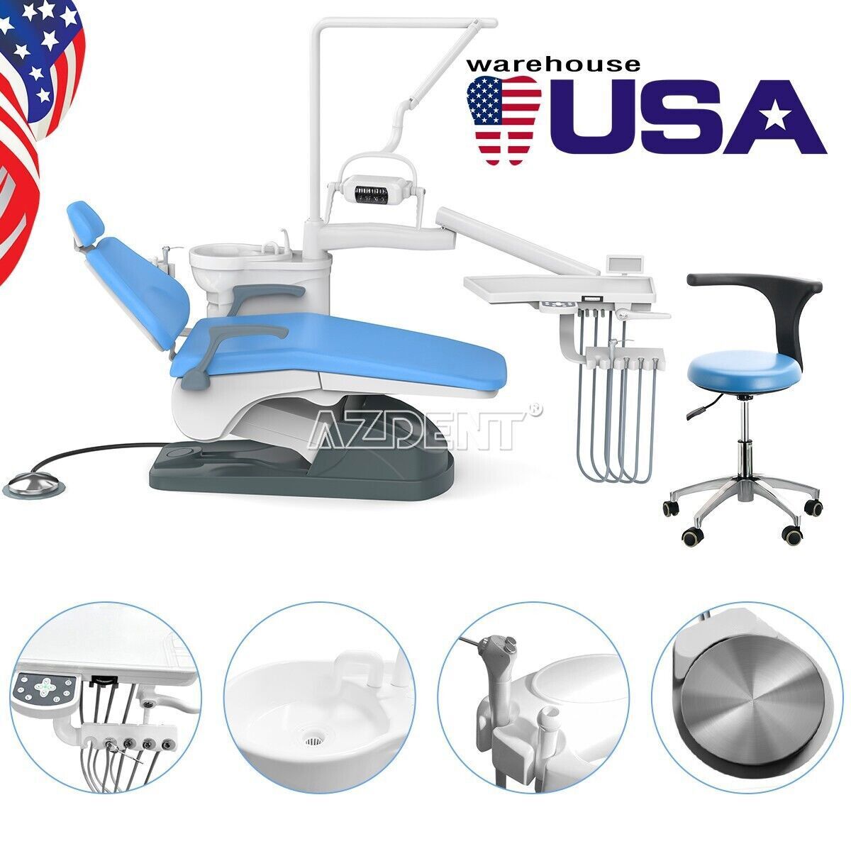 Dental Portable Unit Chair DC Motor Hard Leather Patient Chair Kit FDA TJ2688-A1
