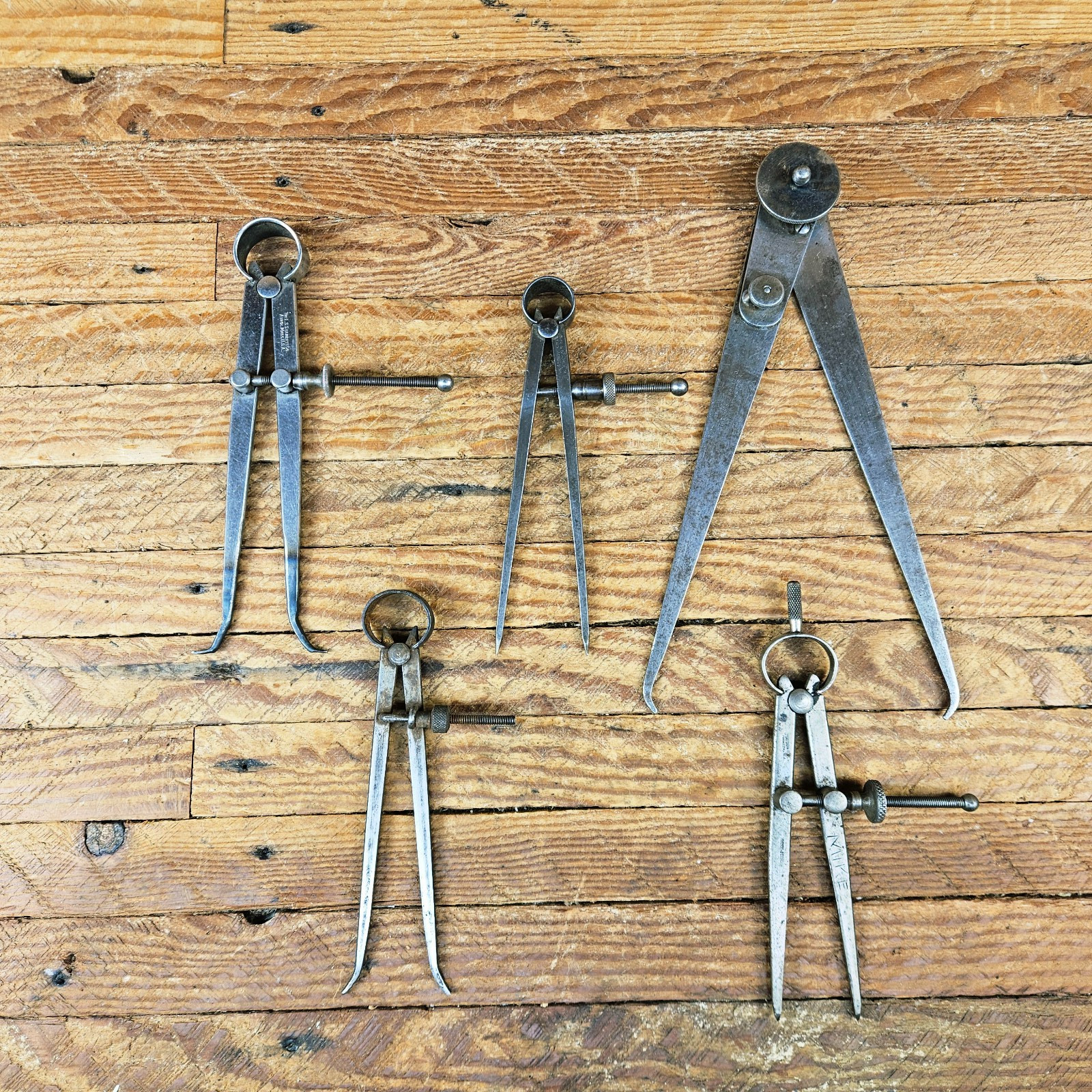 Vintage lot 3 Starrett / Various Caliper Dividers + Sampson Tool Company