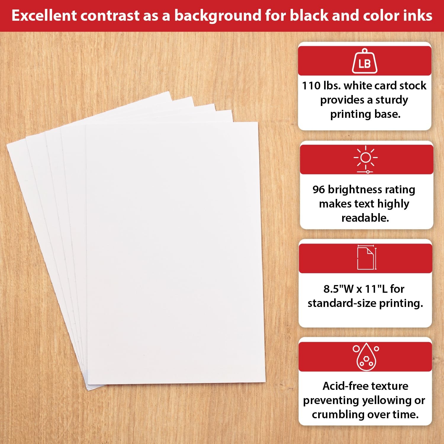 Staples Cardstock Paper, 8.5-Inch x 11-Inch Paper 8.5 x 11 inches, White