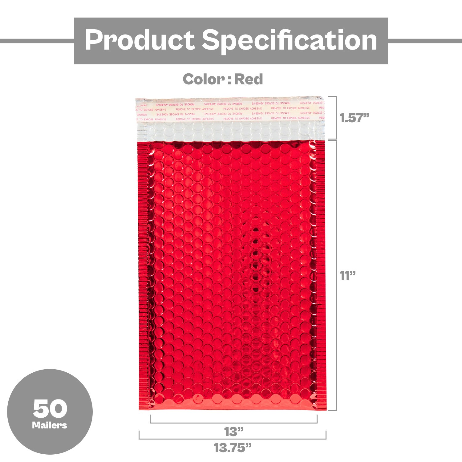 Glamour Red Poly Bubble Mailers 13.75″x11″ Durable Padded Envelope 50 Pack