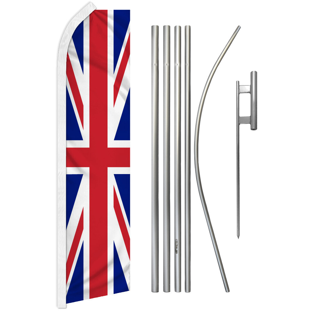 United Kingdom Advertising Swooper Feather Flutter Flag Pole Kit British Flag
