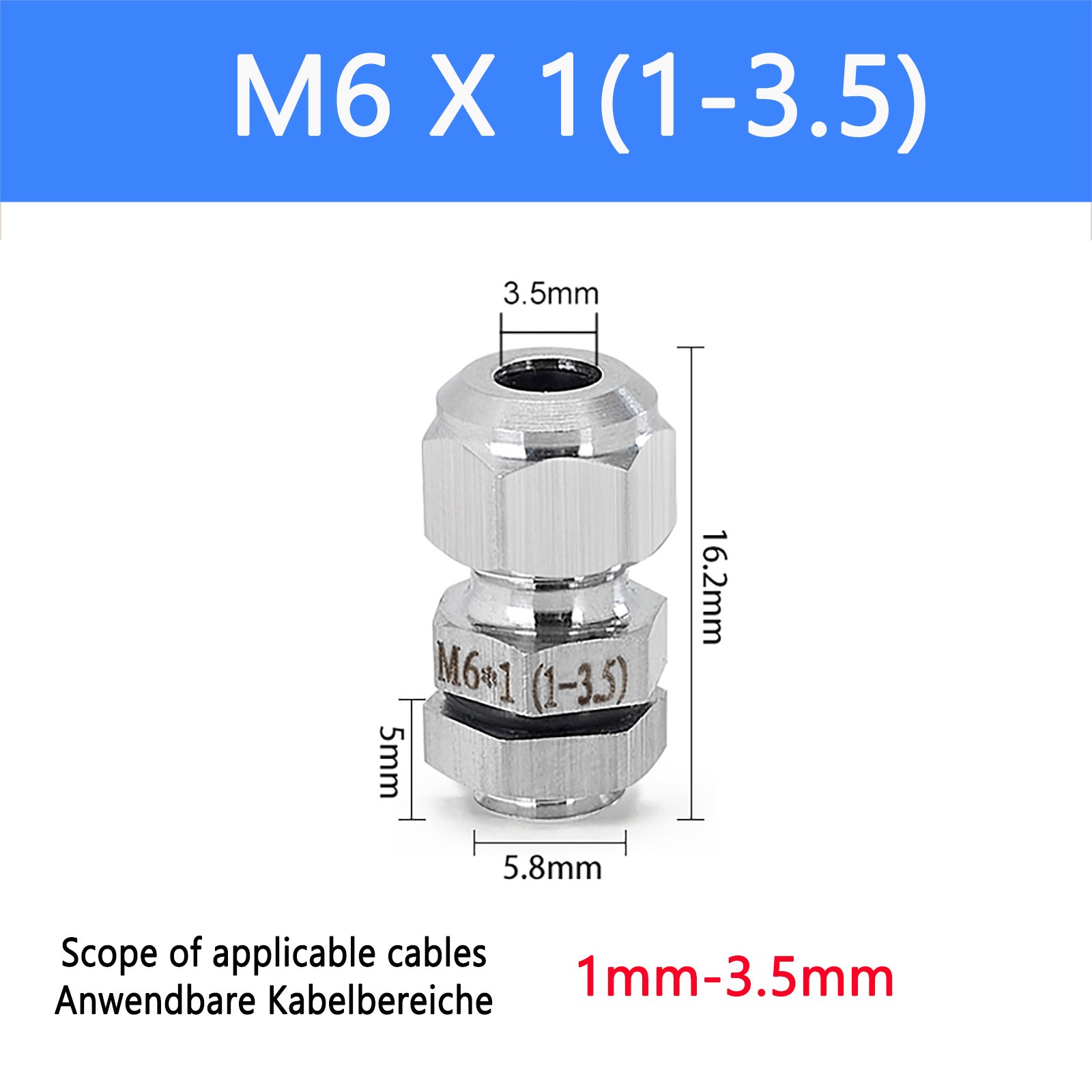 Stainless Steel Waterproof Cable Gland IP68 Waterproof Cable Gland M8-M88