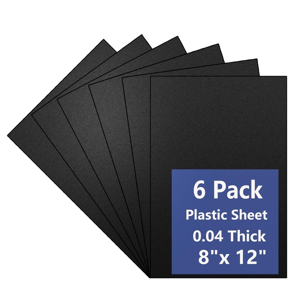 6 Pack Black Plastic Sheet 8x12x0.04 Inches Flexible High Tensile DIY Plastic