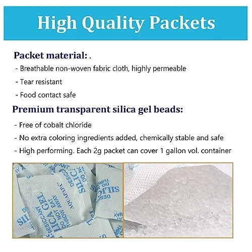 100 Packs Silica Gel Desiccant Packets Food Grade Moisture Absorber USA Stock.