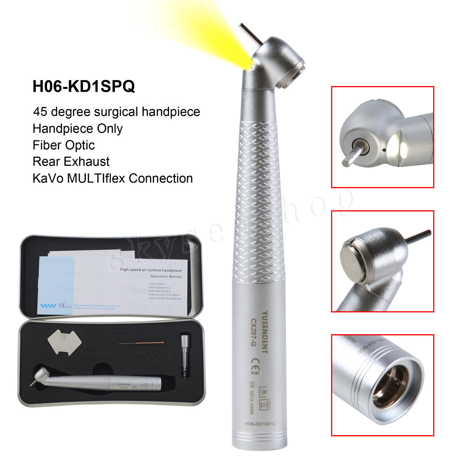 Dent 45° Surgical Fiber Optic LED Handpiece Turbina For KAV MULTIflex Coupler