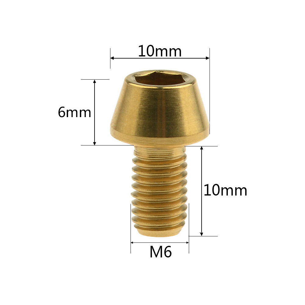 Titanium Screw Taper Head Ti Hex Bolt Bike Fasteners M5x9mm / M6x10mm