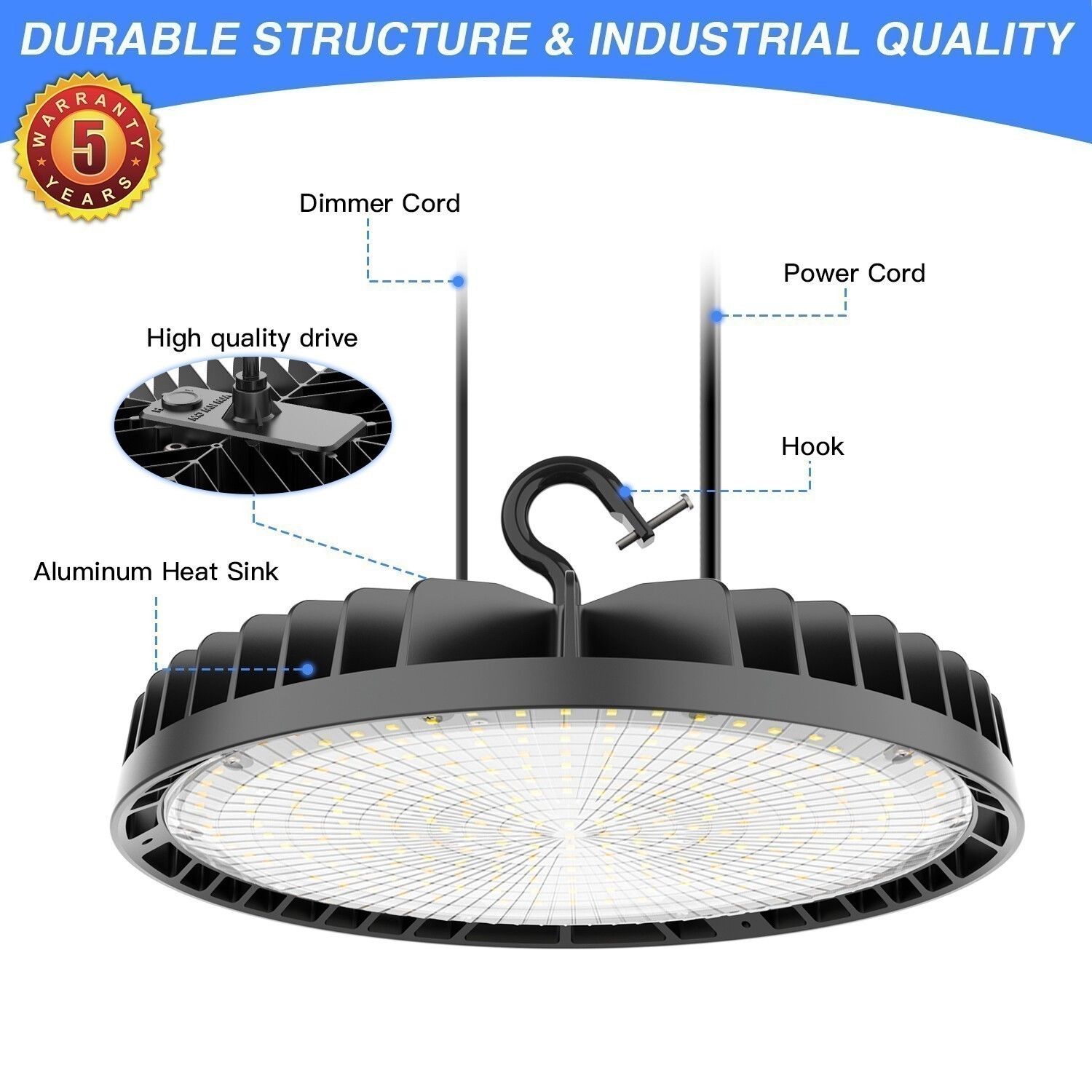 240W UFO LED High Bay Light Industrial Warehouse Factory Lamp 4500-5700K Fixture