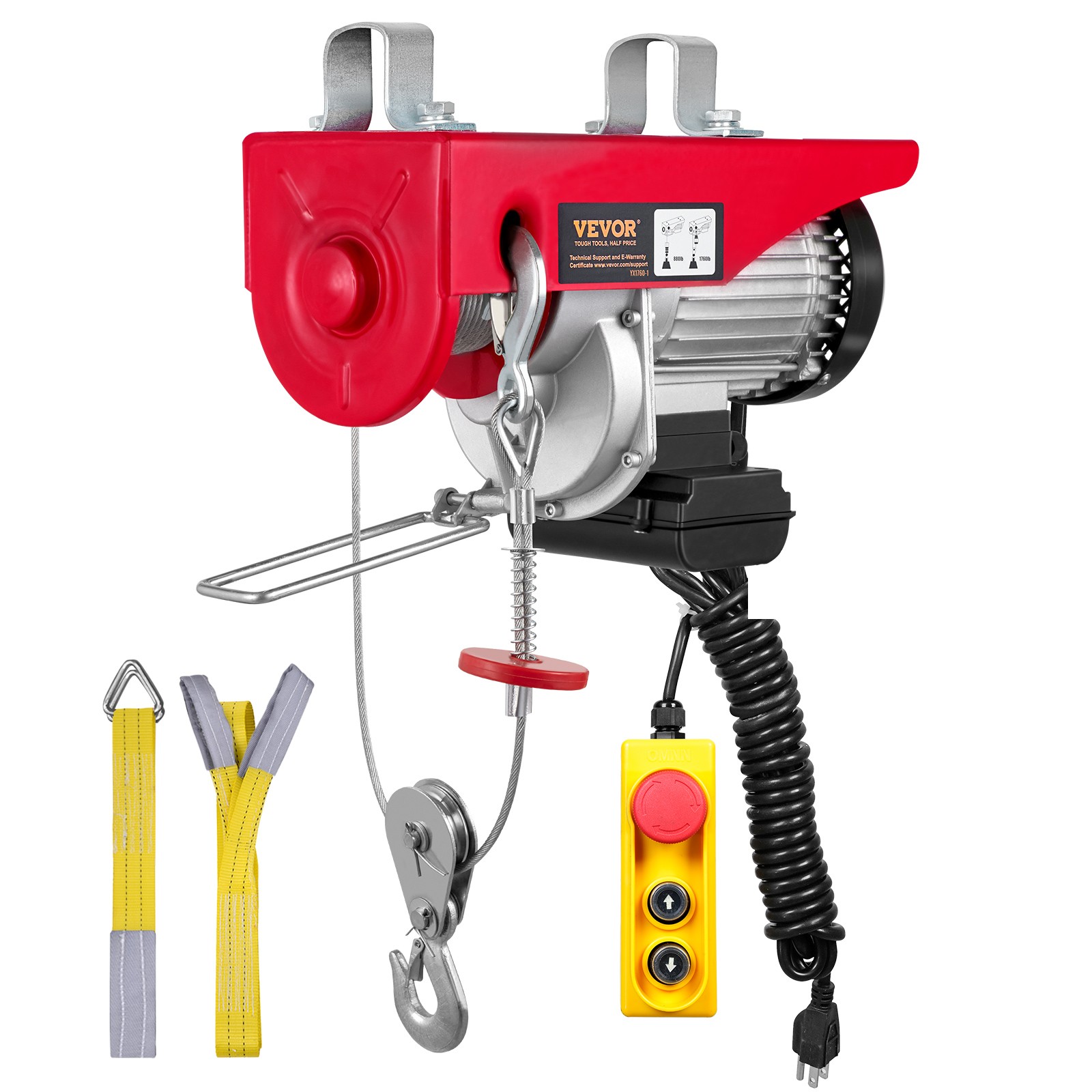 VEVOR Electric Hoist 1760lbs Crane Winch with Wired Remote Control 1450W 110V