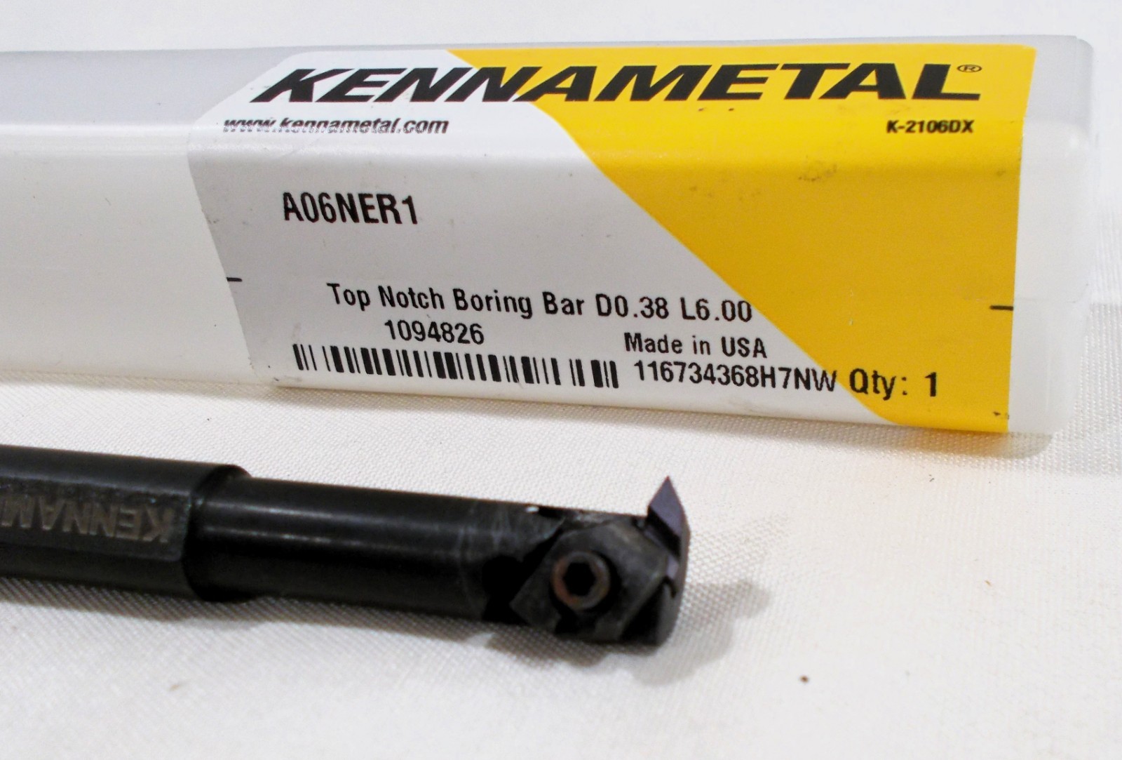 KENNAMETAL THREADING BORING BAR .375″, COOLANT THRU, TOP NOTCH, A06-NER1 NH7