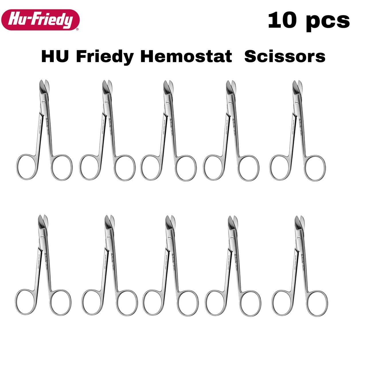 Hu-Friedy SCGC Hemostat Scissors Crown & Gold Curved 4.75″ 12cm Lot of 10 Pcs