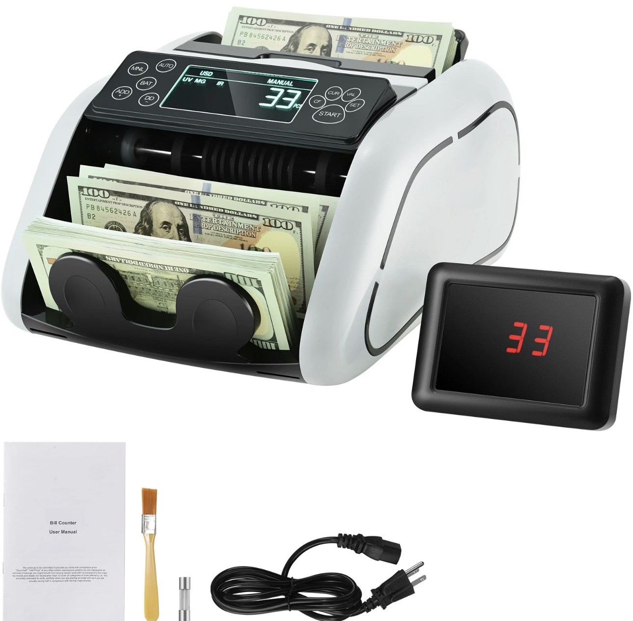 Vevor Electric Bill Counter w/ External Display, Counterfeit Detect, Batch/Add