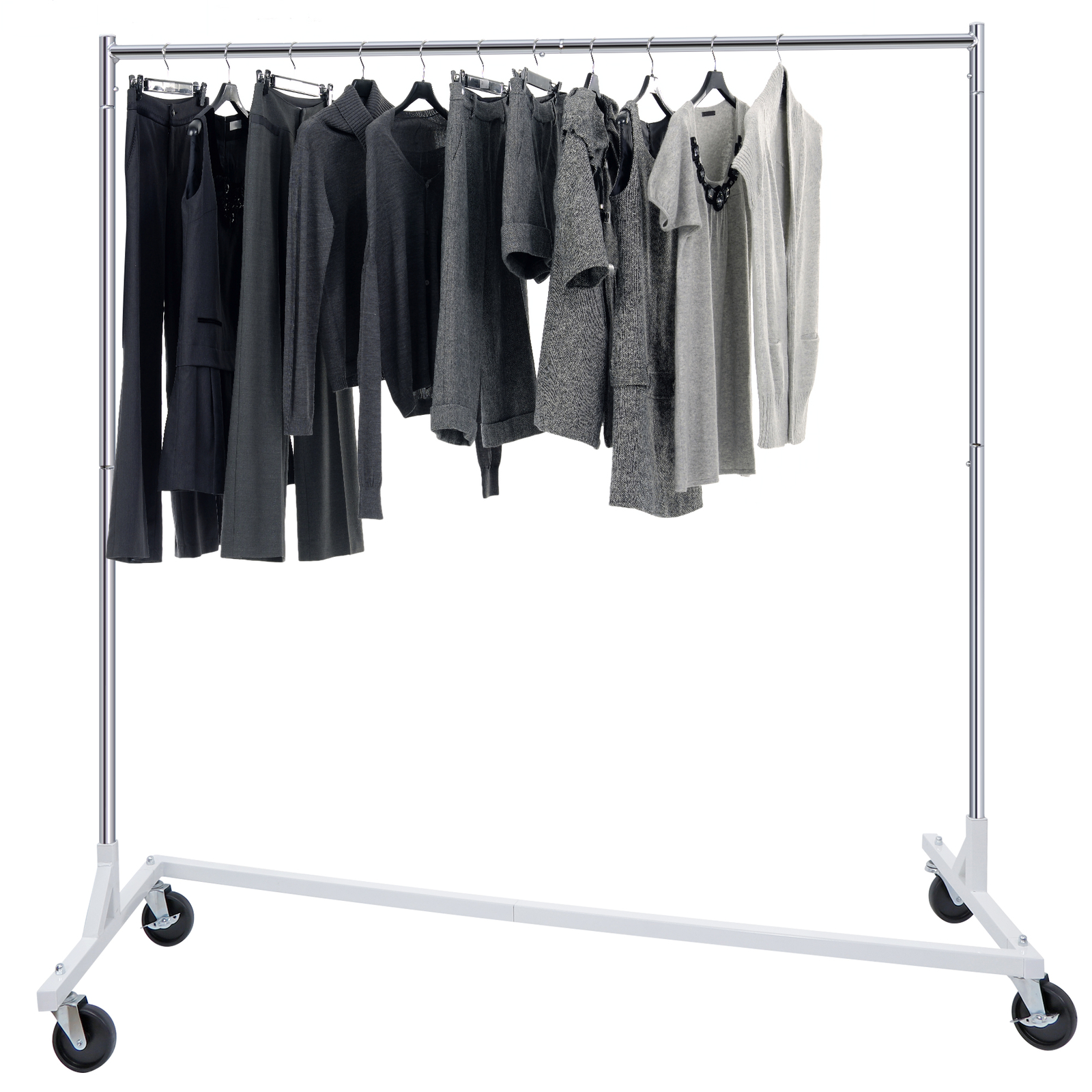 2PCS Z-Base Garment Rack Rolling Clothing Clothes Rack Sturdy Storage Shelf