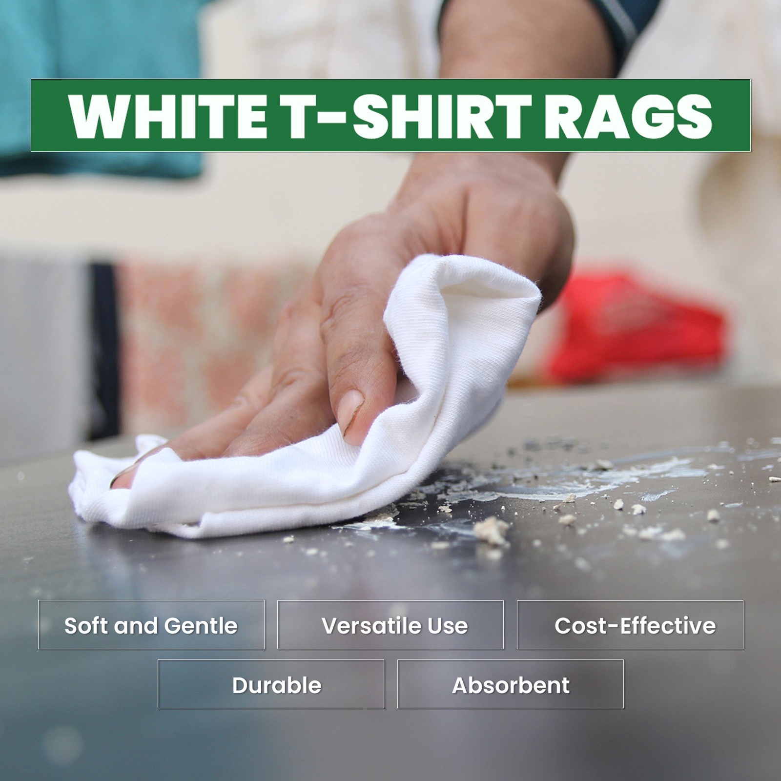 Recycled White Knit Cotton Cleaning Rags 50 lbs. Box Multipurpose Wiping Cloths