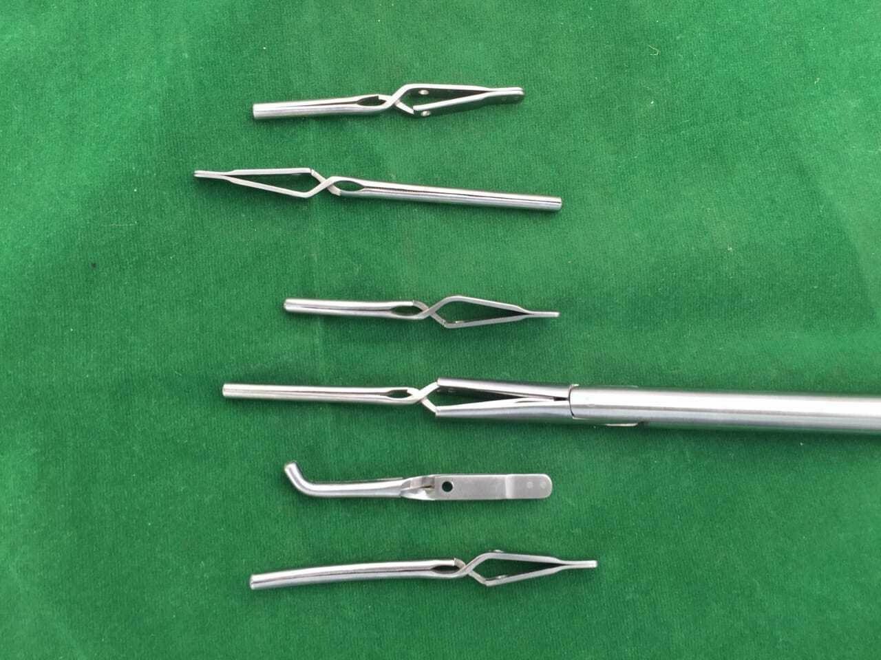 Laparoscopic Laparoscopy Bulldog Clamp Forceps 10mmx330mm 6 Clips