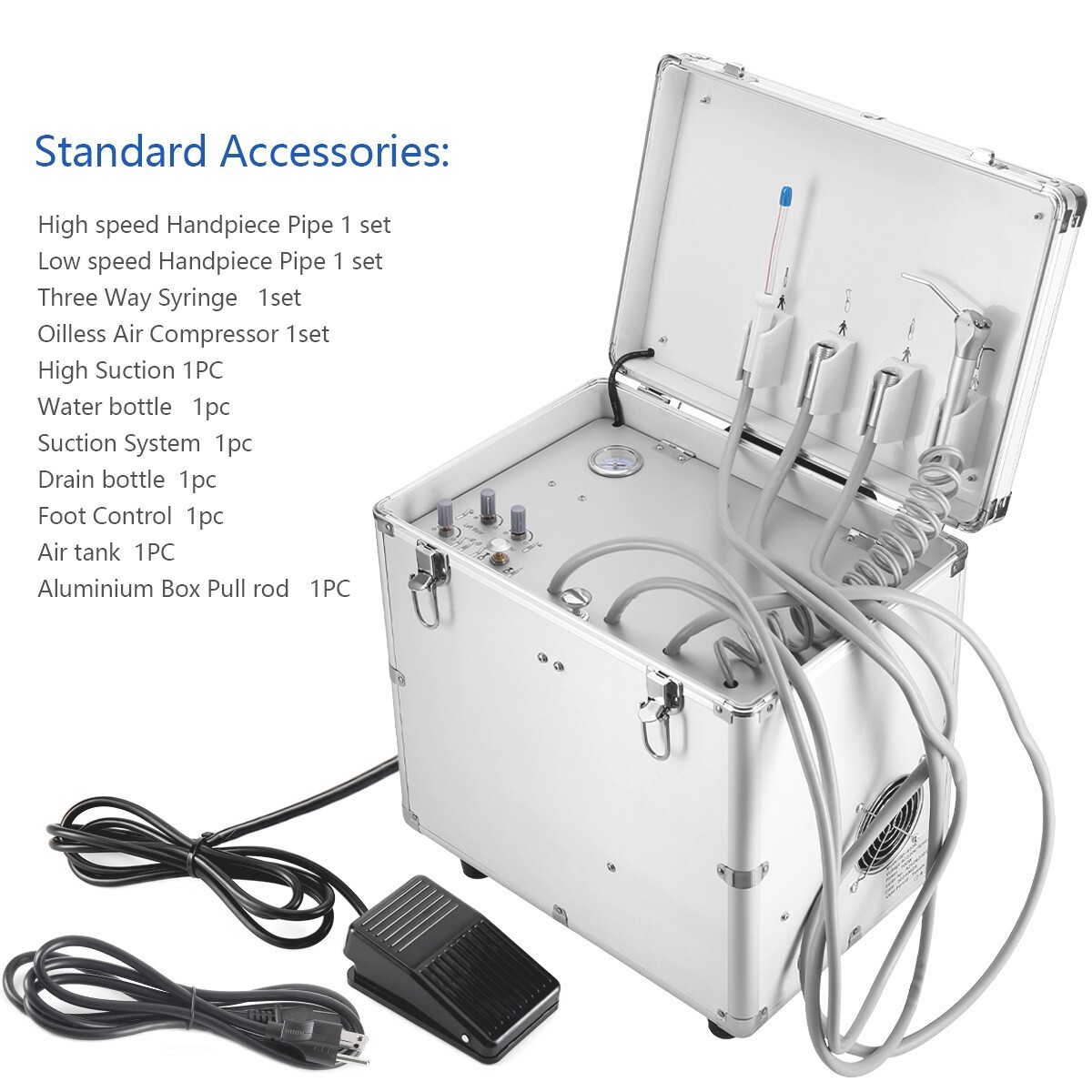 Portable Dental Delivery Unit Treatment Air Compressor Syringe Suction 4 Hole