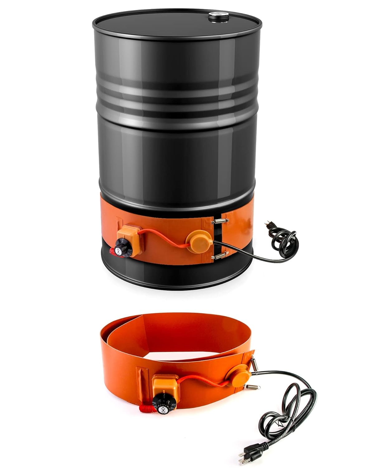 2 Pack Drum Heater Bands 55 Gal Barrel 1200W 120V Adjustable Thermostat