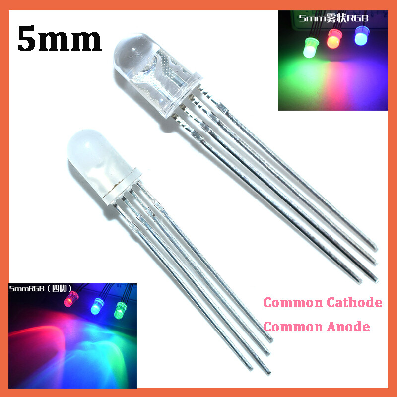 Ultra Bright LEDs 5mm White Clear Diffused Bulb Common Cathode / Common Anode