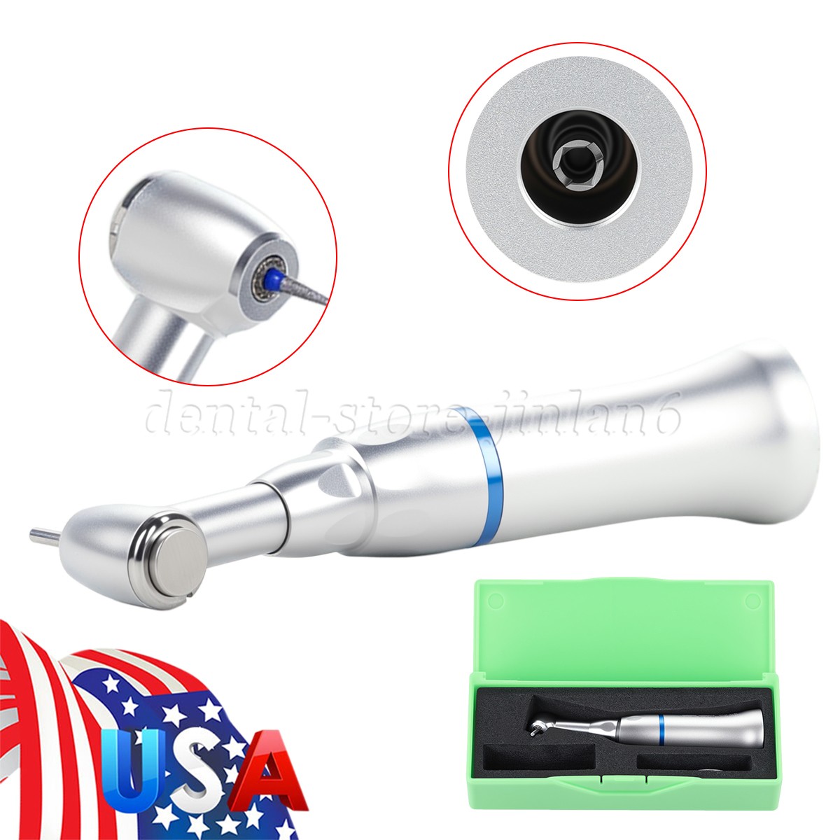 1-10* Dental Slow Low Speed Handpiece Push Button Contra Angle w/ FG 1.6MM Head