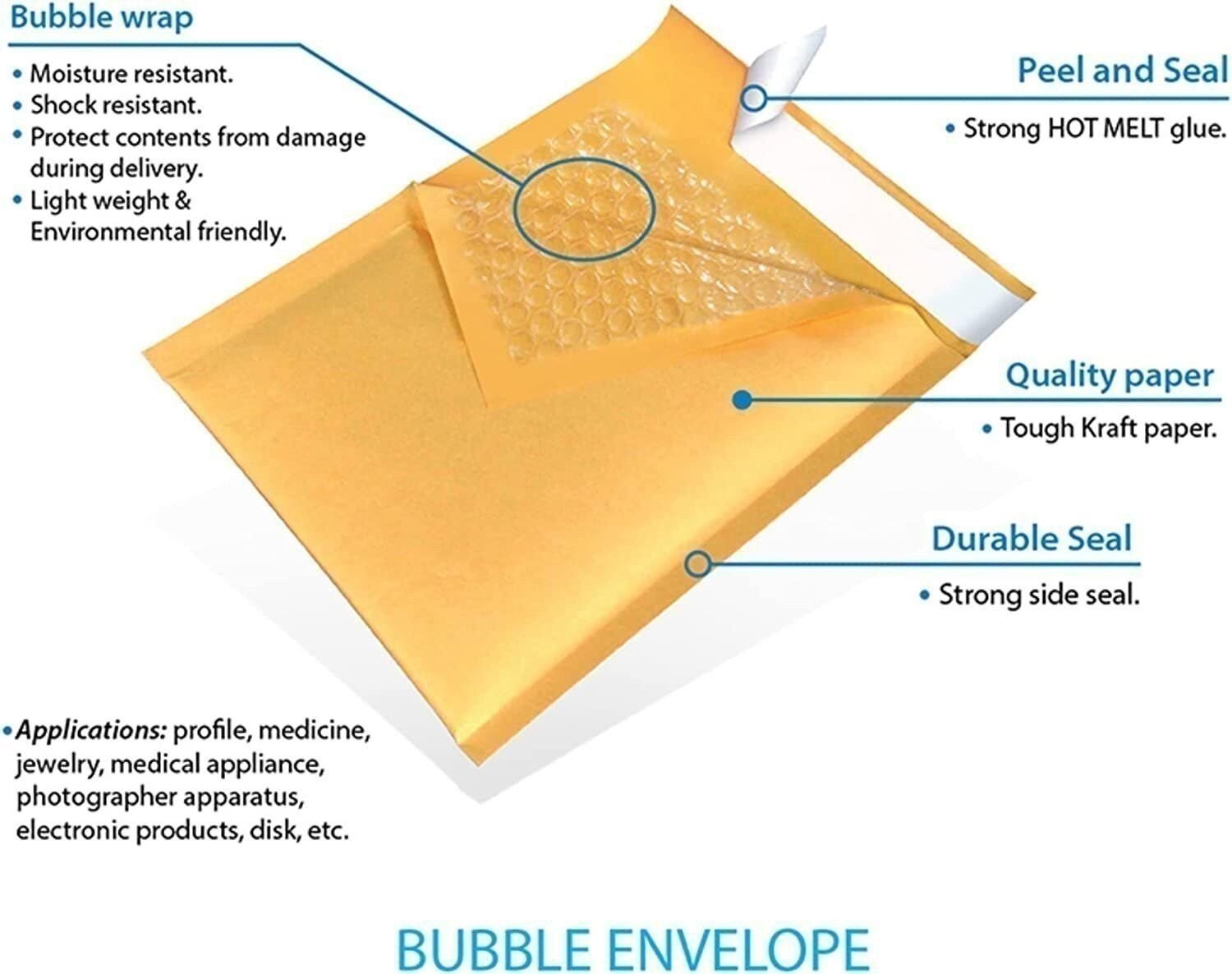 200 #1 7.25×12 Kraft Bubble Padded Envelopes Mailers Shipping Case 7.25″x12″