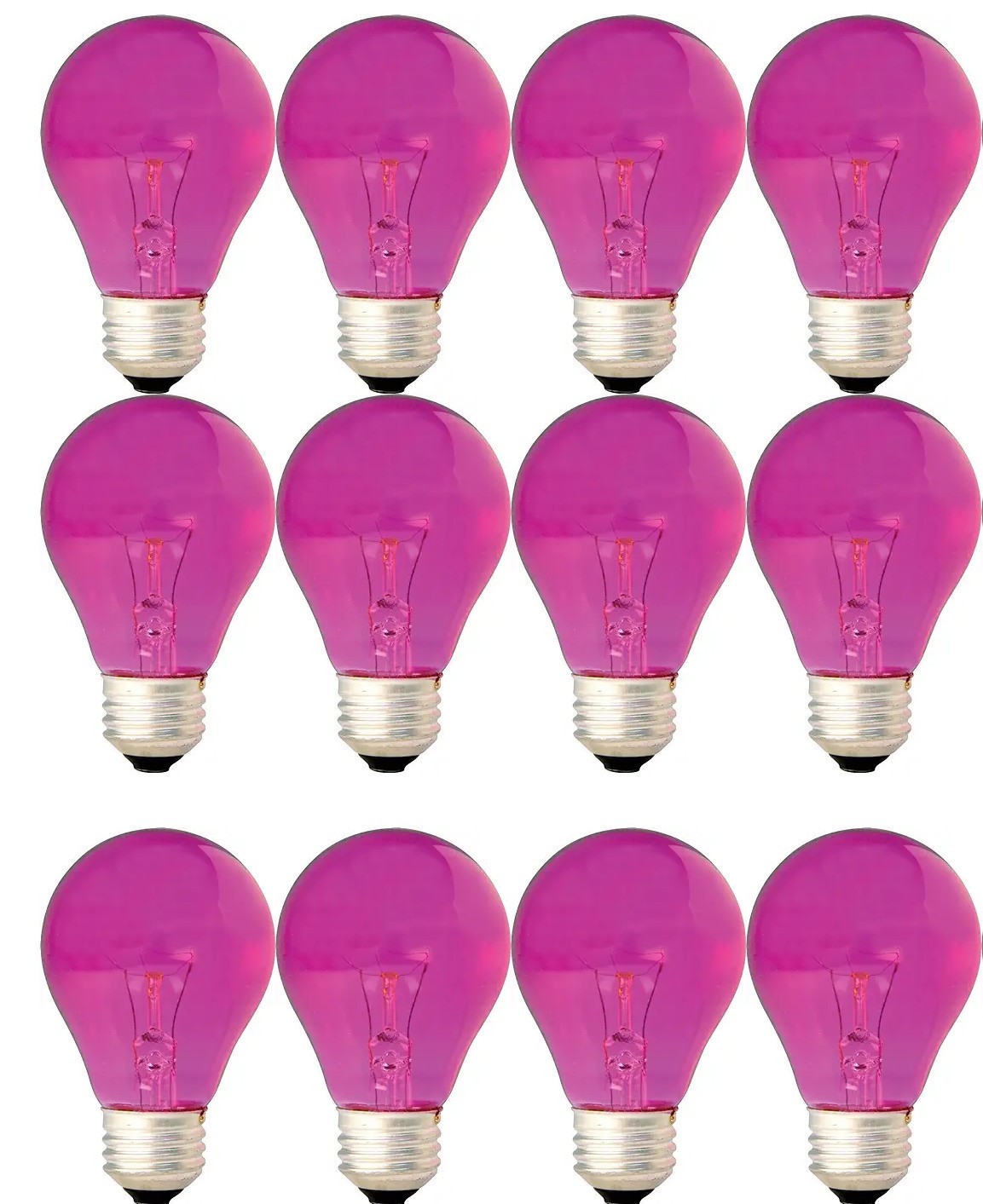 (case of 12) GE Lighting PINK A19 classic, 25 watt 200 Lumen Specialty Pink