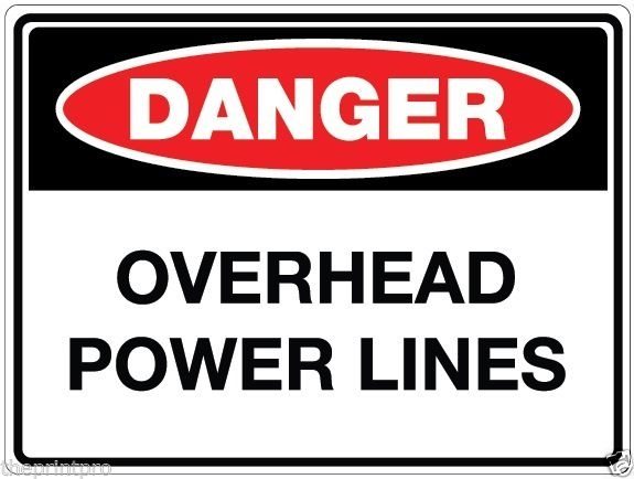 300 x 225 Metal DANGER - Overhead Power Lines Safety Sign