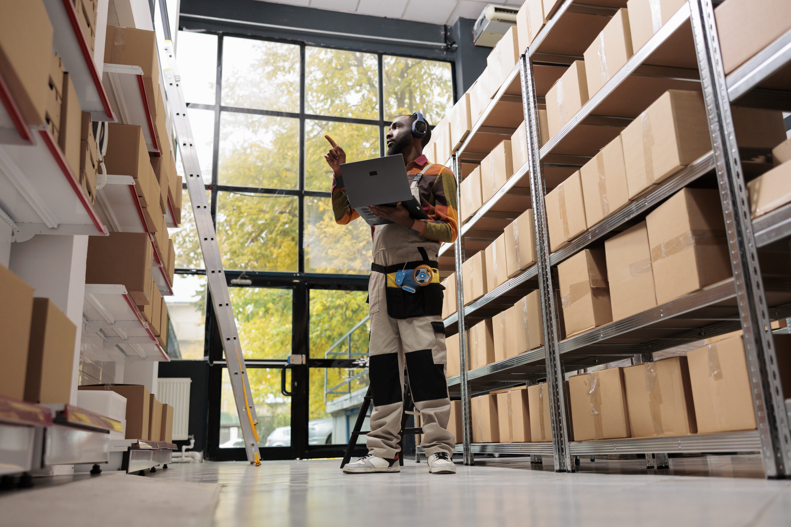 Storehouse manager overseeing inventory management